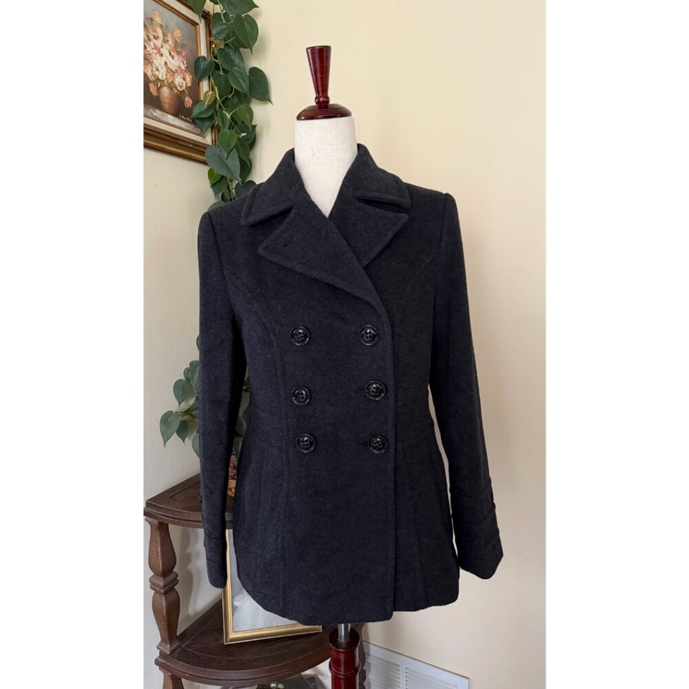 St. John's Bay Charcoal Gray Peacoat sz XS Wool Cashmere Blend